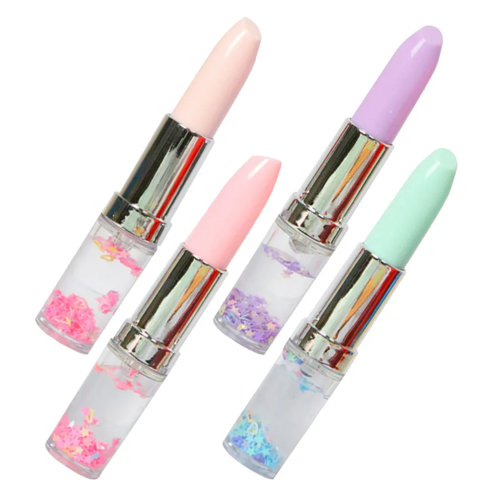 

Набор из 4 гелевых ручек в форме помады с текстурой жидкого песка, гладким письмом и яркими цветами: глубокий розовый, светло-фиолетовый, кремово-голубой