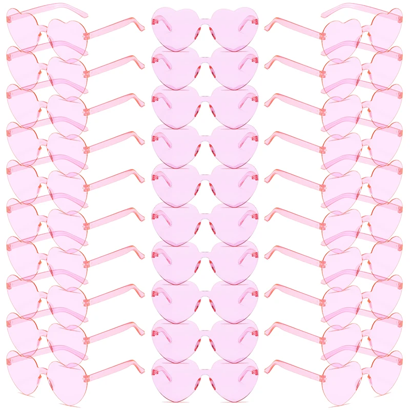 30 Paar pro Set herzförmige Sonnenbrille, niedlich, randlos, einfarbig, Strandurlaub, Sonnenbrille für Damen, modisches Design, Rave-Sonnenbrille – Detail 10