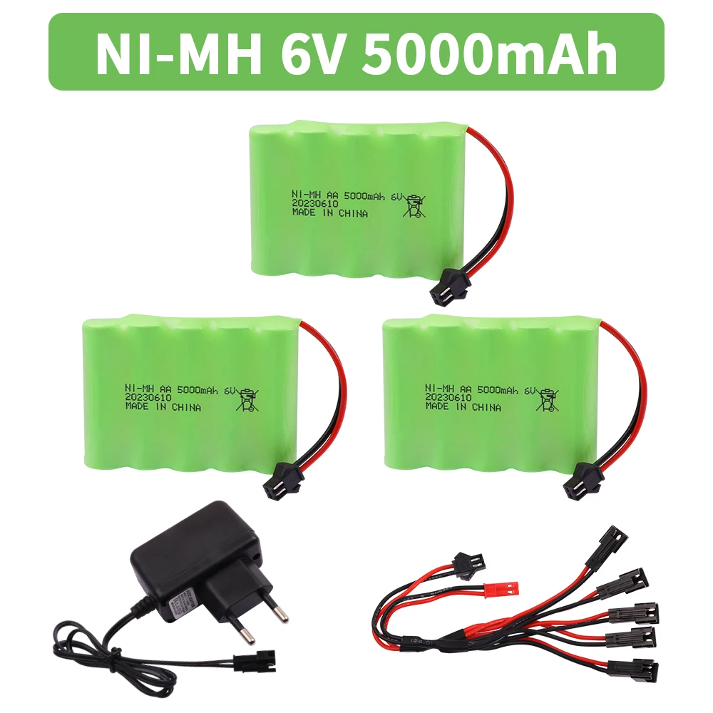 Akumulator NiMH AA 6V 5000mAh i zestaw ładowarki do zabawek Rc Samochody Czołgi Roboty Części do pistoletów do łodzi Rc Akumulator 6V