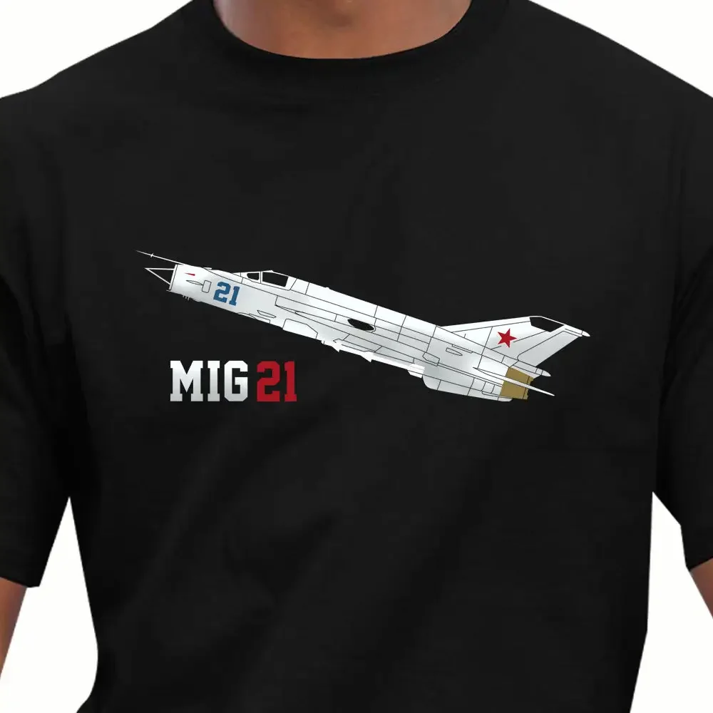 

Soviet MiG-21 "Fishbed" Fighter and Interceptor Aircraft T-Shirt 100% Cotton O-Neck Short Sleeve Casual Mens T-shirt Size S-3XL