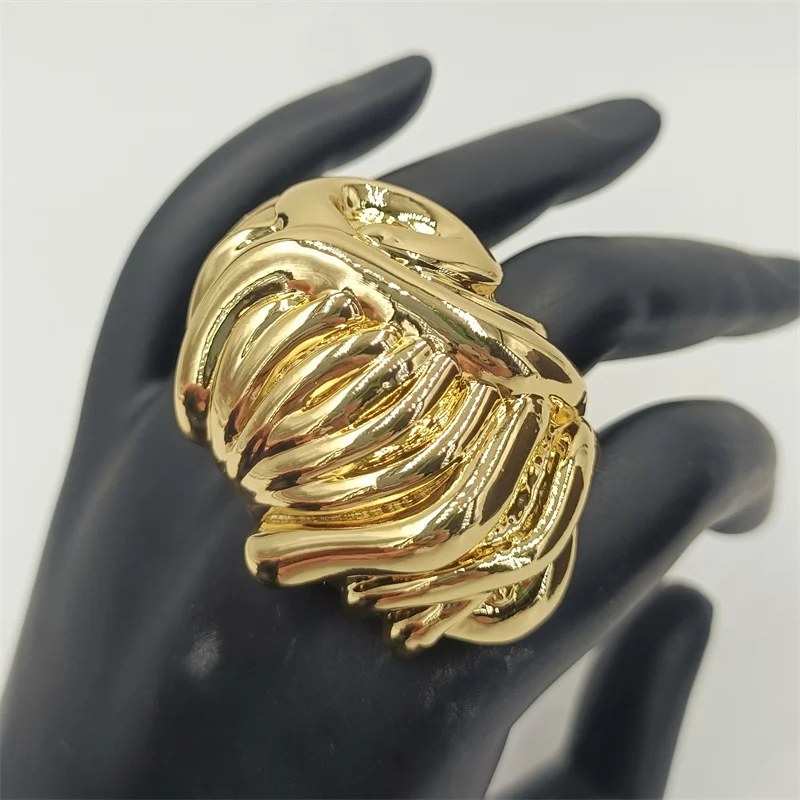 Brand Adjustable Stylish Zircon Statement Party Jewelry Girls High Quality Fashion Gold Color Geometric Rings For Elegant Women