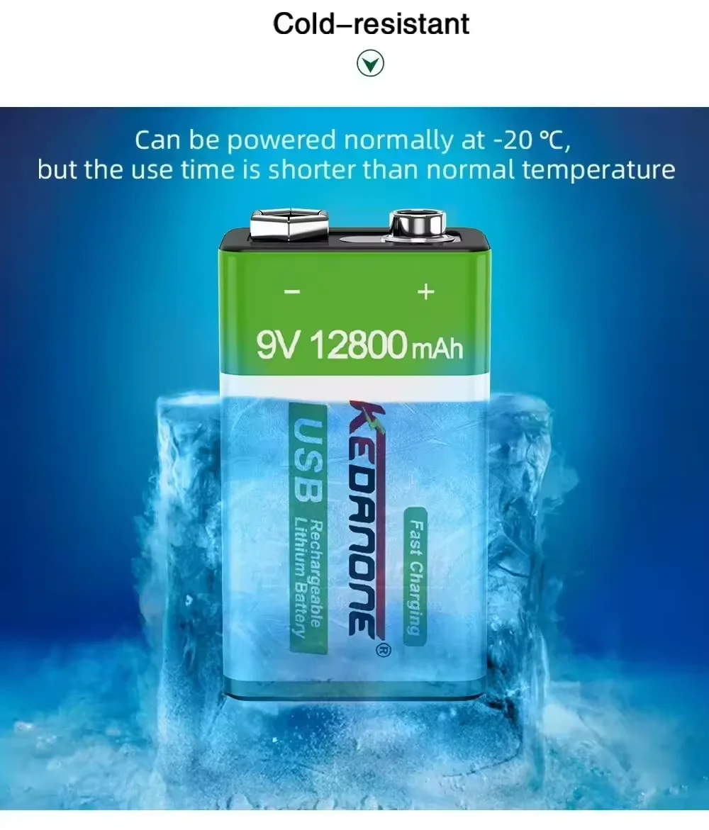 9V Rechargeable Battery 12800mAh 6F22 Micro USB 9V Li-ion Batteries for Multimeter Microphone Toy Remote Control KTV