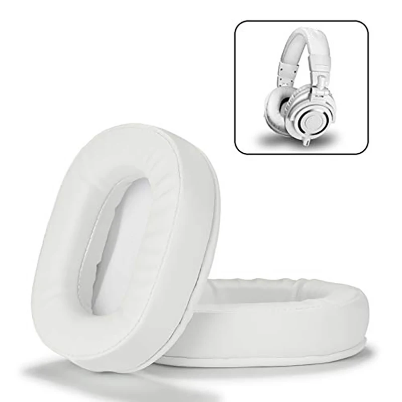 เบาะรองหูโฟมจำรูปแผ่นรองหูฟังสำหรับหูฟัง ATH M50X Fits กับเสียง M40X M30X M20สีขาว
