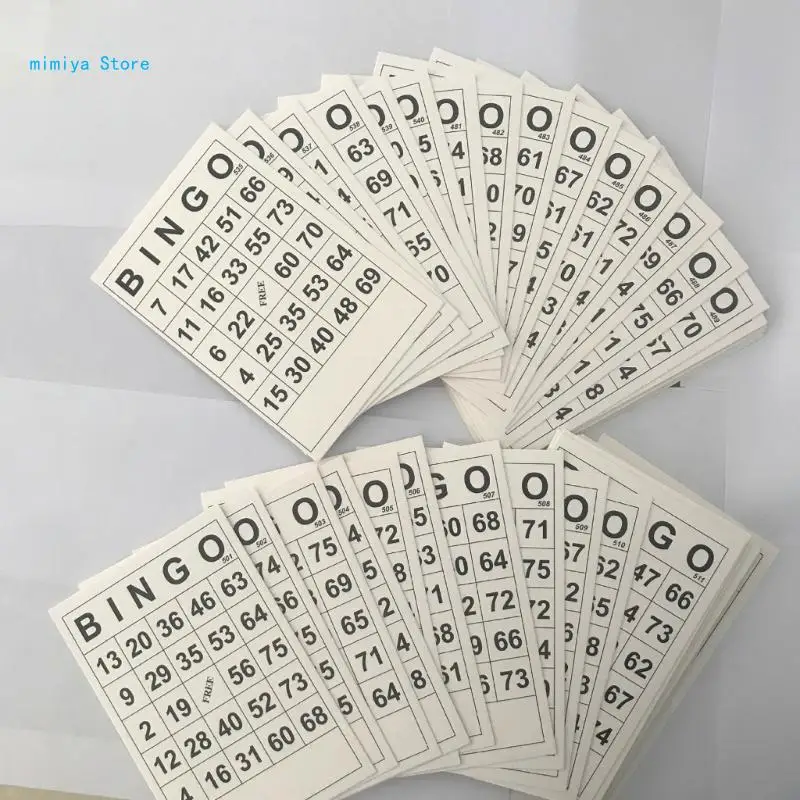 60 Pcs Bingos Game Cards With Unique Number Non-repetitive Family Bingos Game Cards Disposable Party Table Games Cards