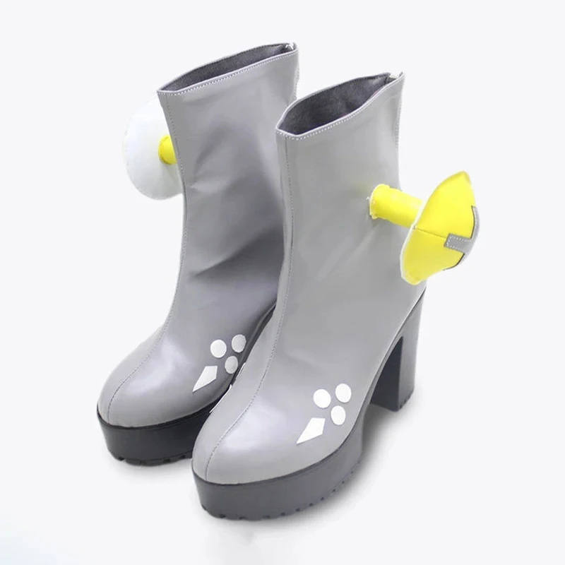 

ABC123Anime Scarlet and Violet Lono Cosplay Shoes Light-grey Leather Boots For Men Women Halloween Party Carnival Role5,j'8.k/4\