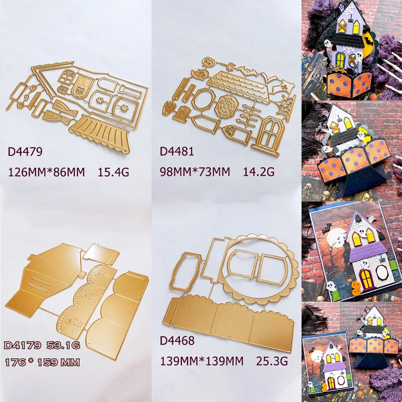 Halloween Haunted House 3D Pop Up Metal Cutting Dies Bat Pumpkin Window Die Cuts for DIY Scrapbooking Album Halloween Greeting