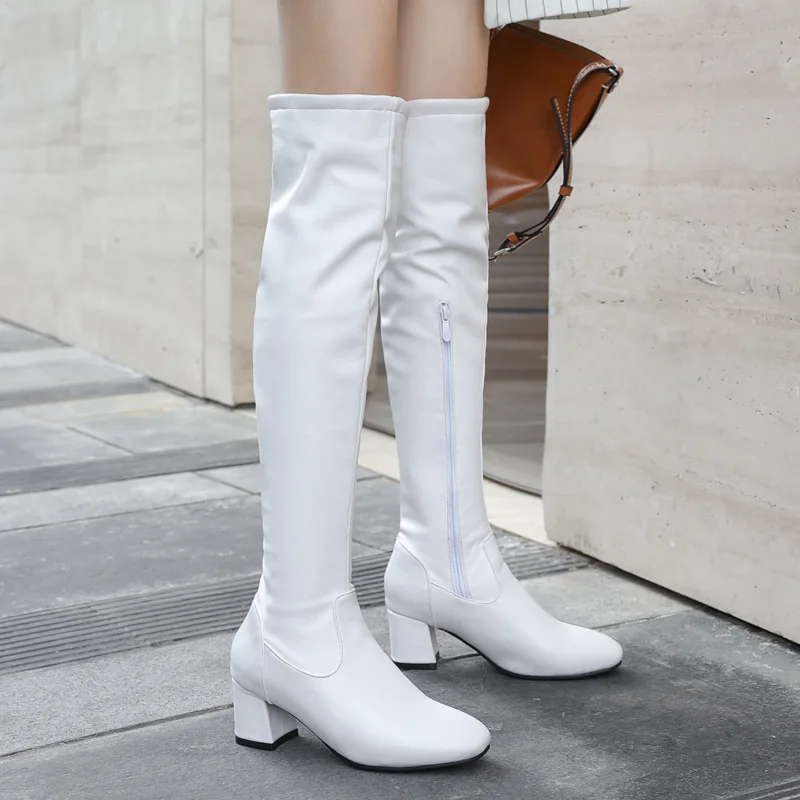 Women Long Boots Sexy High Heels Leather boots for lady Over The Knee Boots Autumn Winter Warm Shoes Female Slim Thigh High Boot