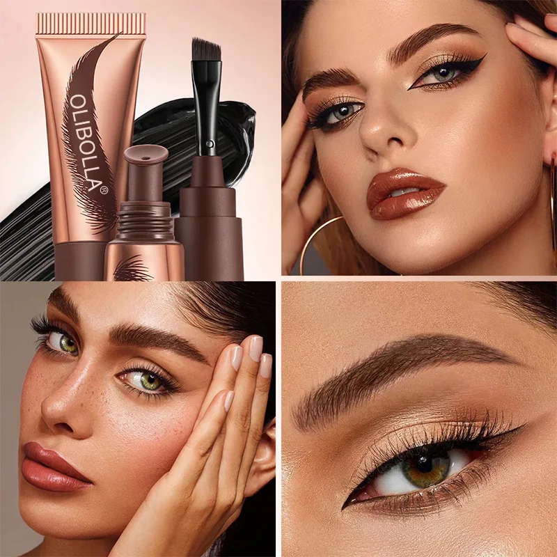 Gel para cejas de cuatro colores, resistente al agua y de larga duración, semipermanente, líquido marrón Natural, potenciador de cejas, tatuaje y tinte de cejas, maquillaje