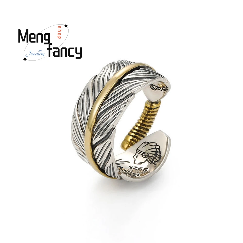 

Высококачественное нишевое дизайнерское кольцо с перьями Ретро и модное универсальное кольцо для мужчин Модные украшения Самые продаваемые изделия ручной работы Elega