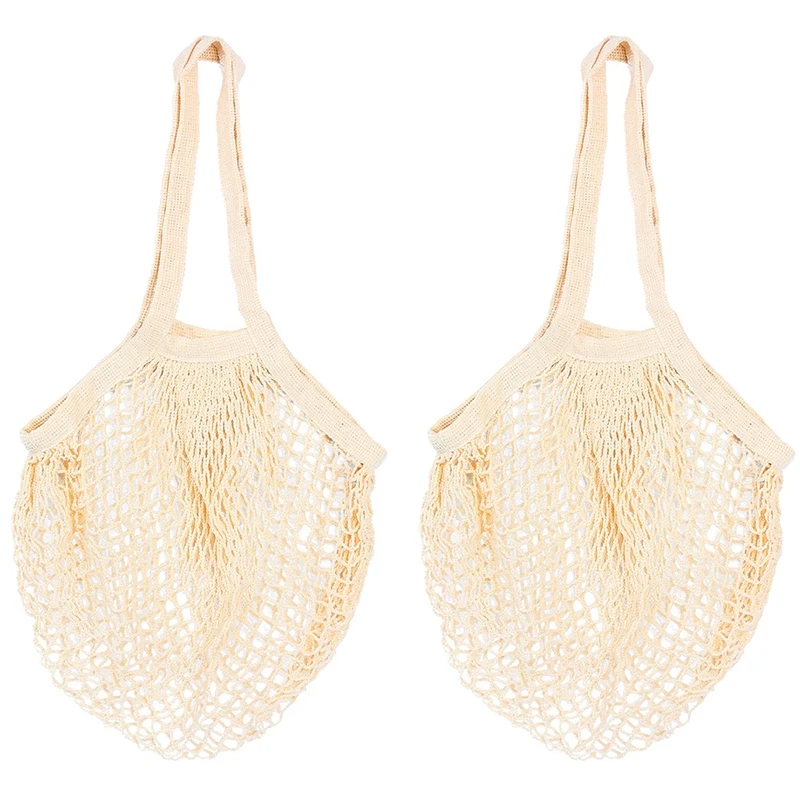 أكياس بقالة شبكية ممتازة ، أكياس إنتاج قابلة لإعادة الاستخدام ، مقبض طويل ، حمل شبكي ، خيط ، أكياس فواكه وخضروات