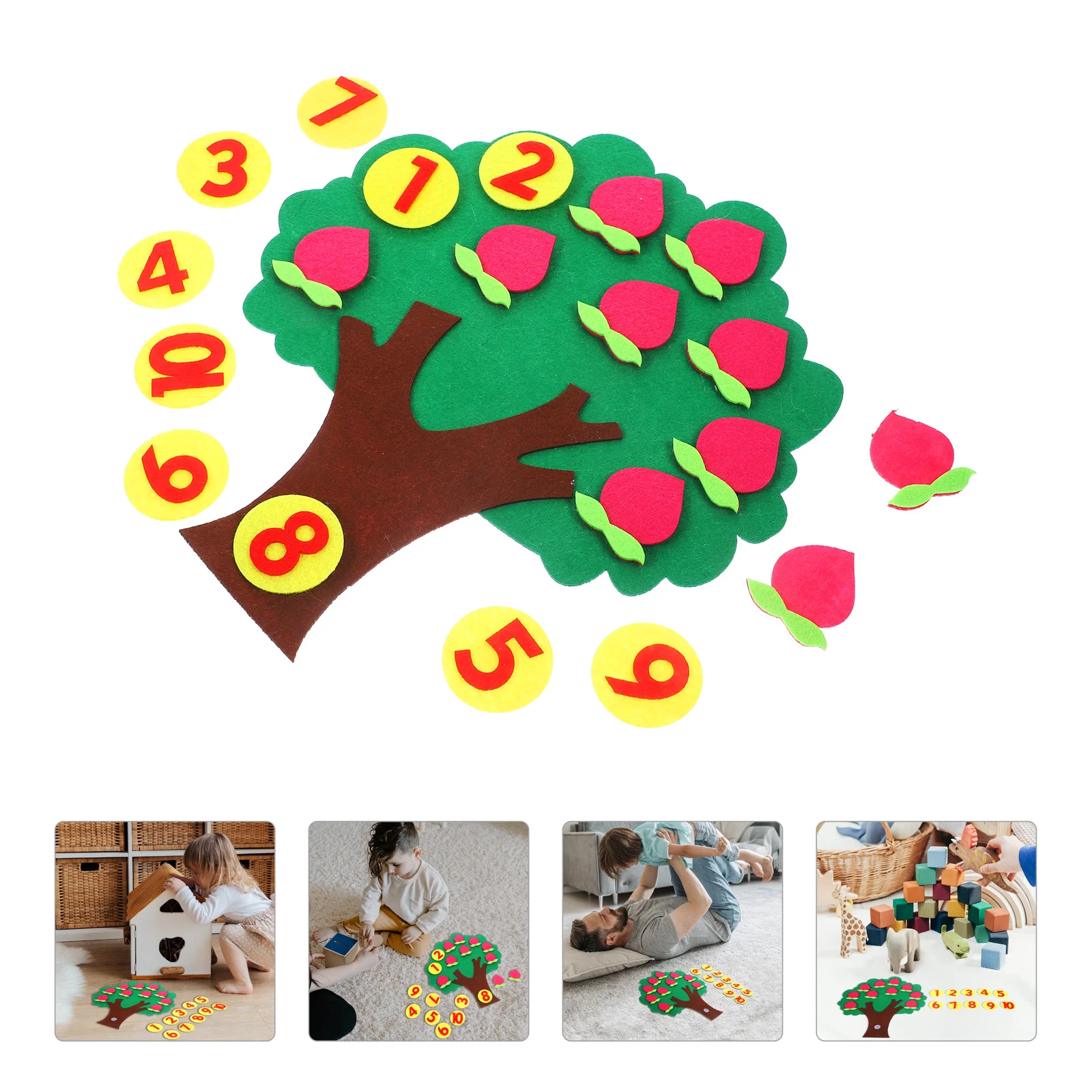 Felt Letters Numbers Game Digital Cognitive Toys Toddler Kids Educational DIY Math Fruit Tree Addition Learning Non-woven Child