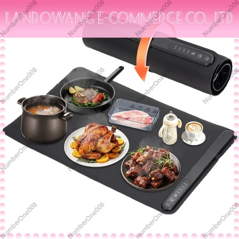 Flexible Rollable Silicone Food Warming Tray Smart Folding Electric Food Warmer Heating Plate For Home Kitchen Keep Food Warm
