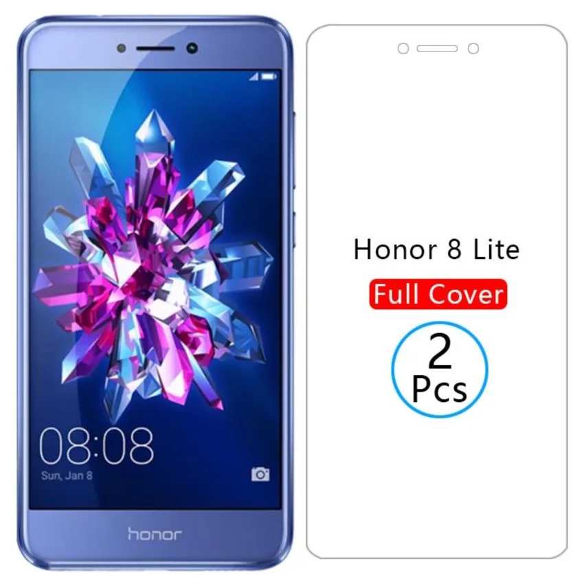 2pcs protective glass on for honor 8 lite screen protector tempered glas for huawei honer 8 light 8lite 5.2 huawey huwei huawi