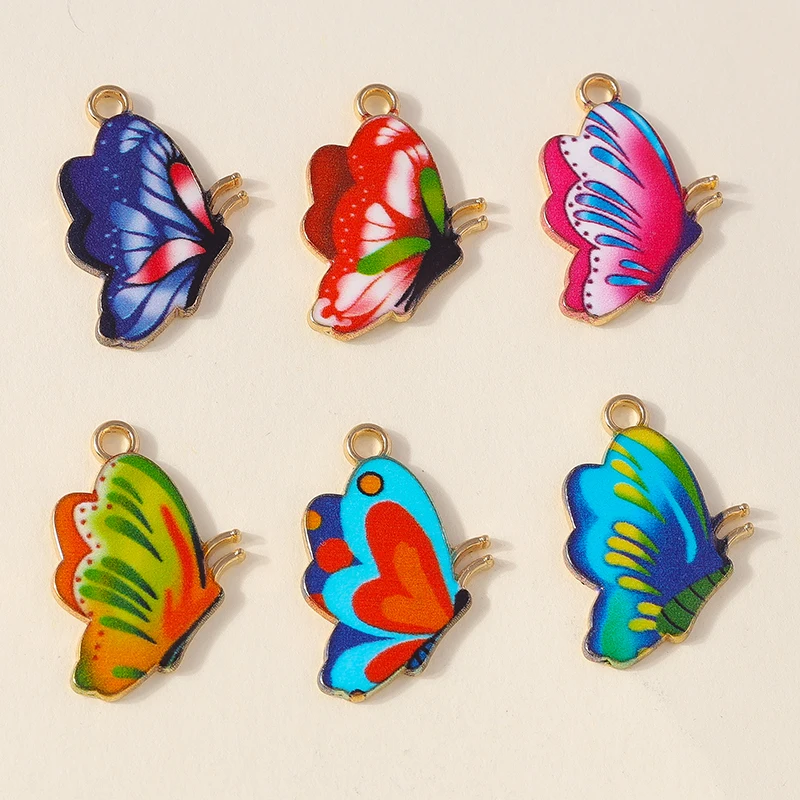 20pcs 16x34mm Cute Colorful Enamel Flying Butterfly Charms for Jewelry Making Earrings Pendants Necklaces DIY Craft Accessories