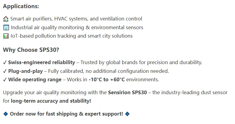 Neuer originaler SPS30 SPS-30 PM2.5 TEILSENSOR Wandler Partikel- und Staubsensor – Detail 2
