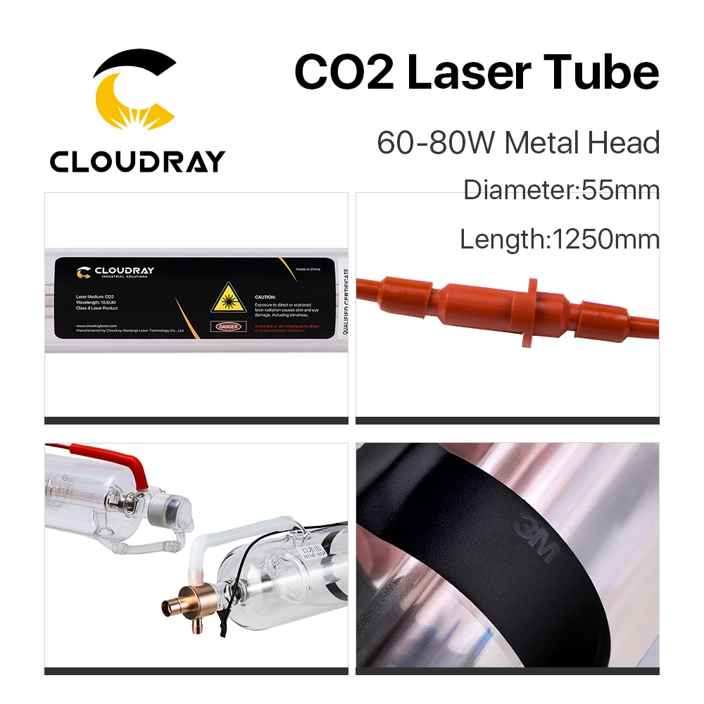 Imagem -05 - Clo- Tubo com Cabeça de Metal para Máquina de Gravação a Laser Co2 cr 6080w Diâmetro 55 mm Length mm Comprimento Machine um