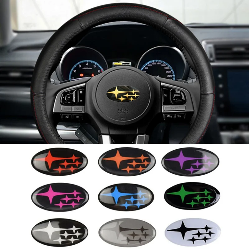 58x28mm Epoxy Car Steering Wheel Emblem Sticker Auto Decorative Badge Decal for Subaru XV Forester Impreza Tribeca STI WRX BRZ