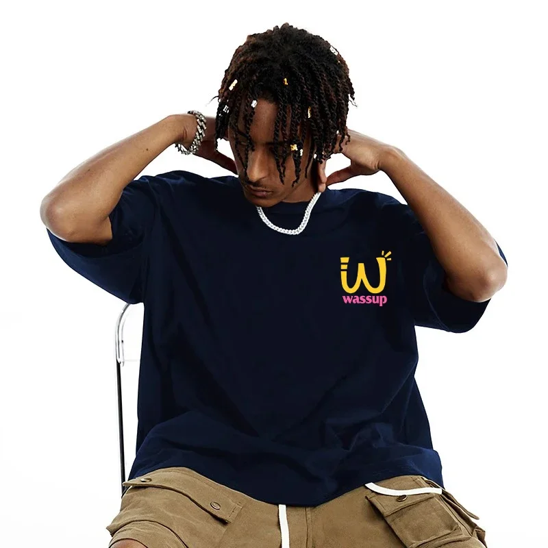 

Summer Tide Brand Pure Cotton Short-sleeved Pure Cotton Printed T-shirt Simple Tide Brand Lapel Men's Clothing Trendy Fashion