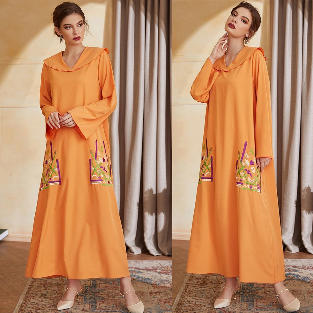 Mode Abayas broderie femmes musulman longue robe Maxi turquie arabe caftan Eid robe de soirée Islam dubaï robes Jalabiya maroc