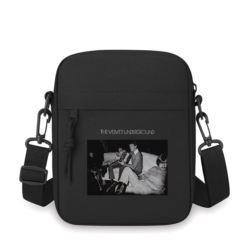 

Group poses,band members seated Men Crossbody Bag Single Shoulder Women Cartoon Anime Film Printing Design Unisex