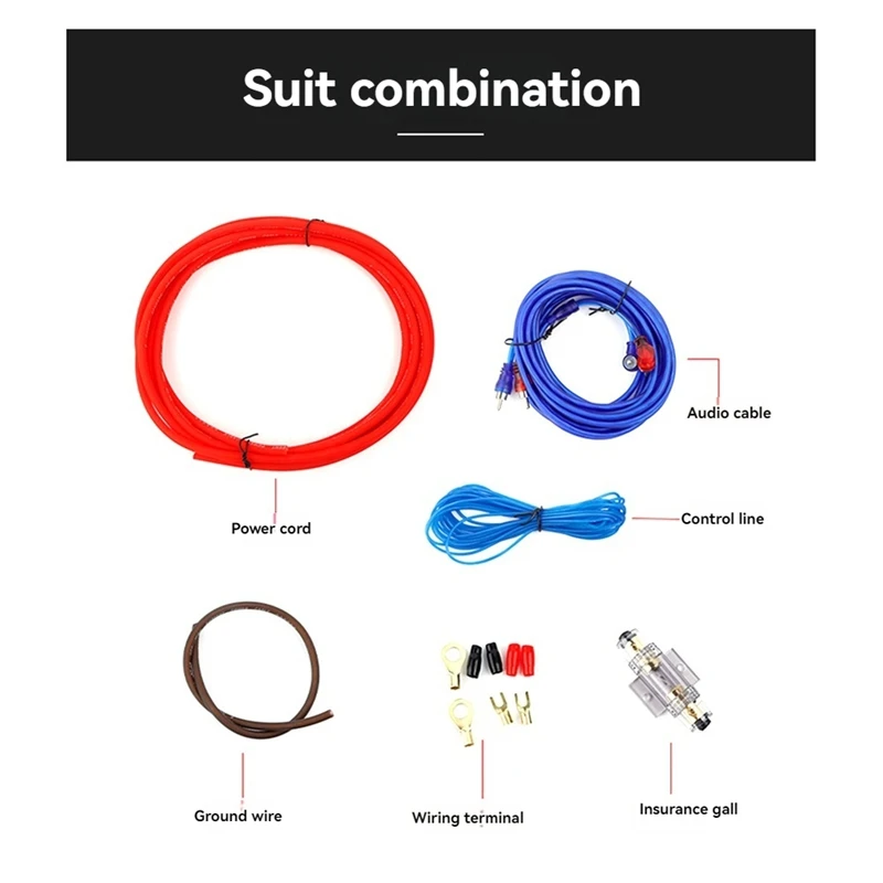 Cavo di alimentazione 8GA Subwoofer Altoparlante Cavo audio per auto Amplificatore di cablaggio Cavo di alimentazione RCA Kit fusibile