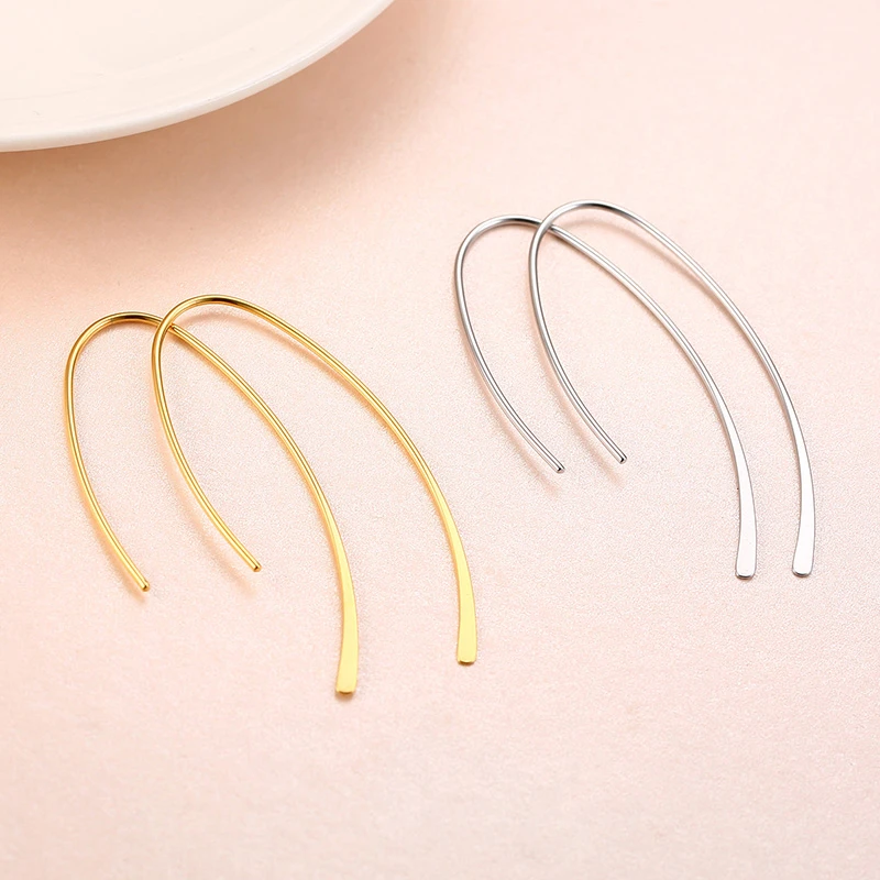 Stylish Geometric Hoop Earrings for Womens Girls Stainless Steel Minimalist Elegant Earings