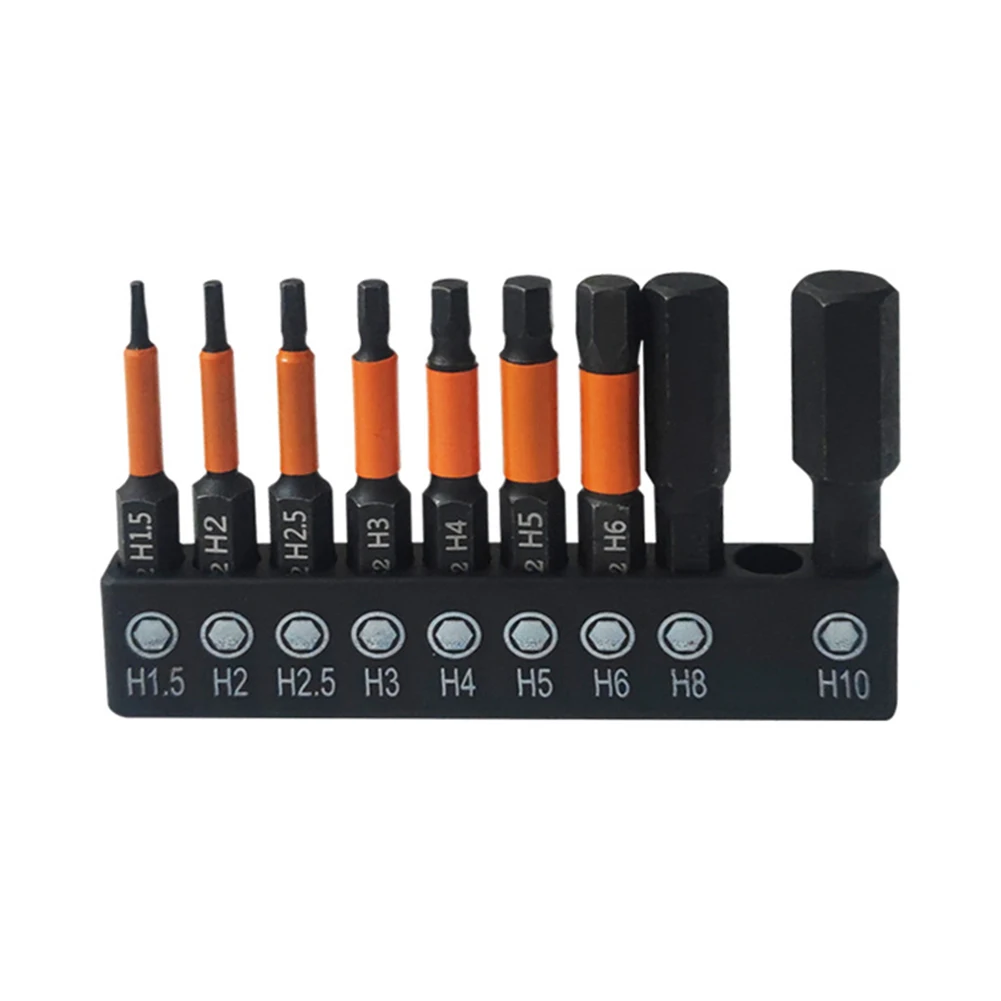 9pcs Hex Head Screwdriver Bit Quick Change Impact Driver Magnetic Screwdriver Drill Bits H1.5H2.0 H2.5 H3 H4 H5 H6 H8 H10