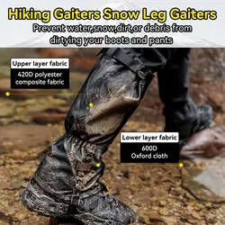 Polainas impermeables para nieve trekking, ajustables en botas