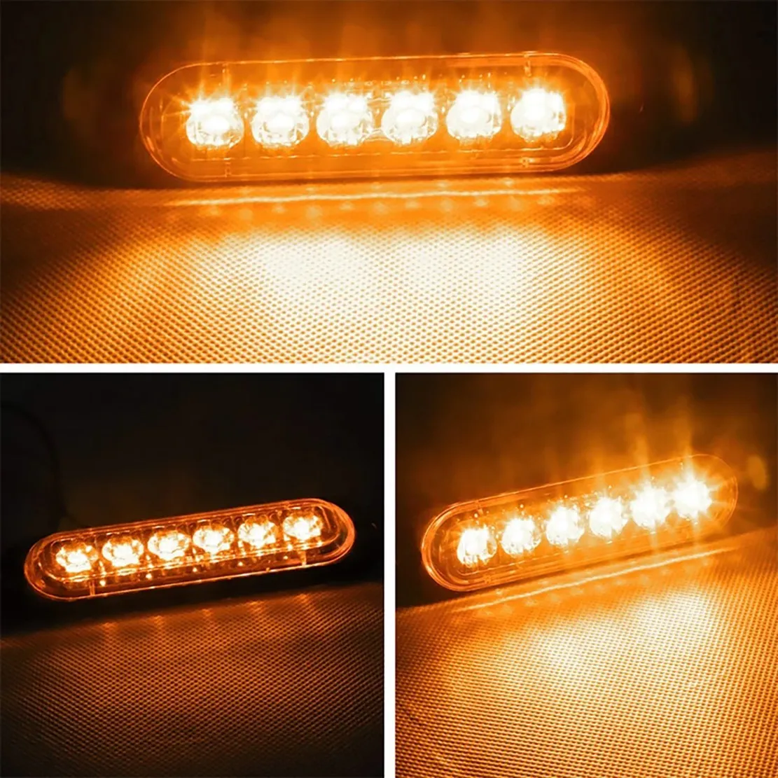 Faro Led de emergencia para coche y camión, luz de advertencia de peligro, Flash, barra de luz estroboscópica de precaución, 4 piezas, 6Led, 12-24V, blanco