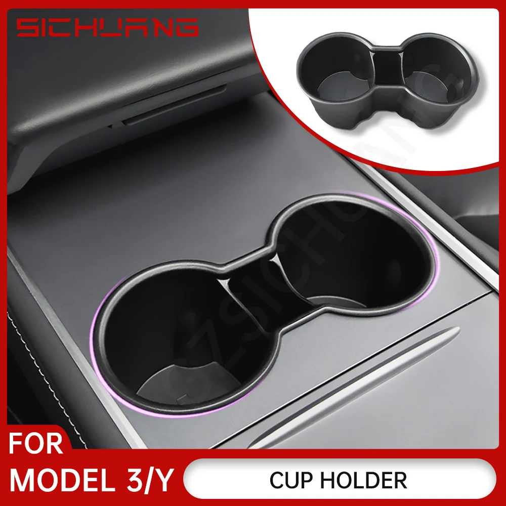 

For Tesla Model 3/Y 2021 2022 2023 Center Console Cup Holder Storage Box Car Silicone Anti Slip Cup Slot Interior Accessories