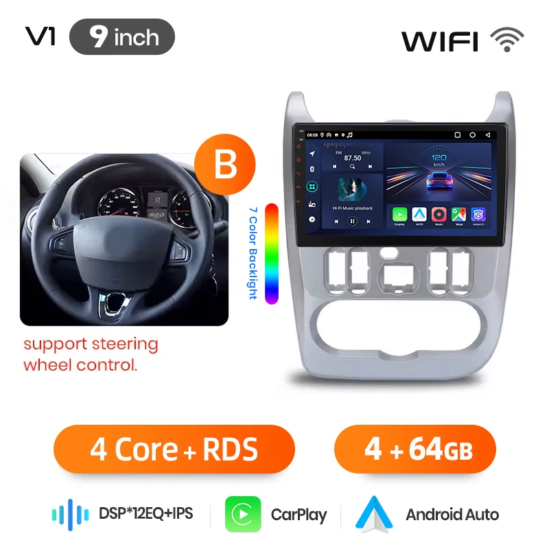 Junsun Android Auto autoradio voor Renault Logan 1 Sandero 2009 2010 2011-2013 Multimedia draadloze CarPlay SWC GPS navigatie RDS DSP