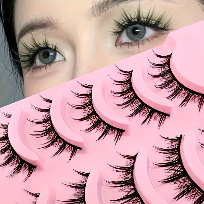 블루밍 - 스타일 인조 속눈썹, 두껍고 자연스러운 슬림 인조 속눈썹, 재사용 가능한 가벼운 속눈썹 연장 메이크업 도구