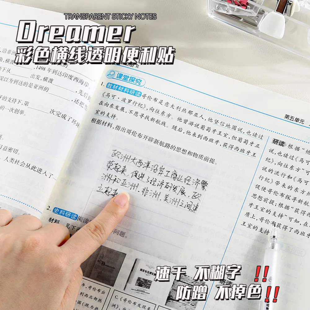 50 Sheets/pad Transparent Sticky Notes Pad PET Waterproof Posted for Take Note Memo Reminder For Students Office School Supplies