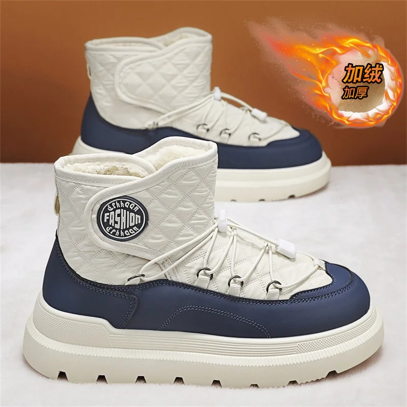 

Men Plush Warm Women Boots Winter Snow Boots Suede Leather Ankle Boot Comfortable Light Couple Waterproof Sneakers Big Size