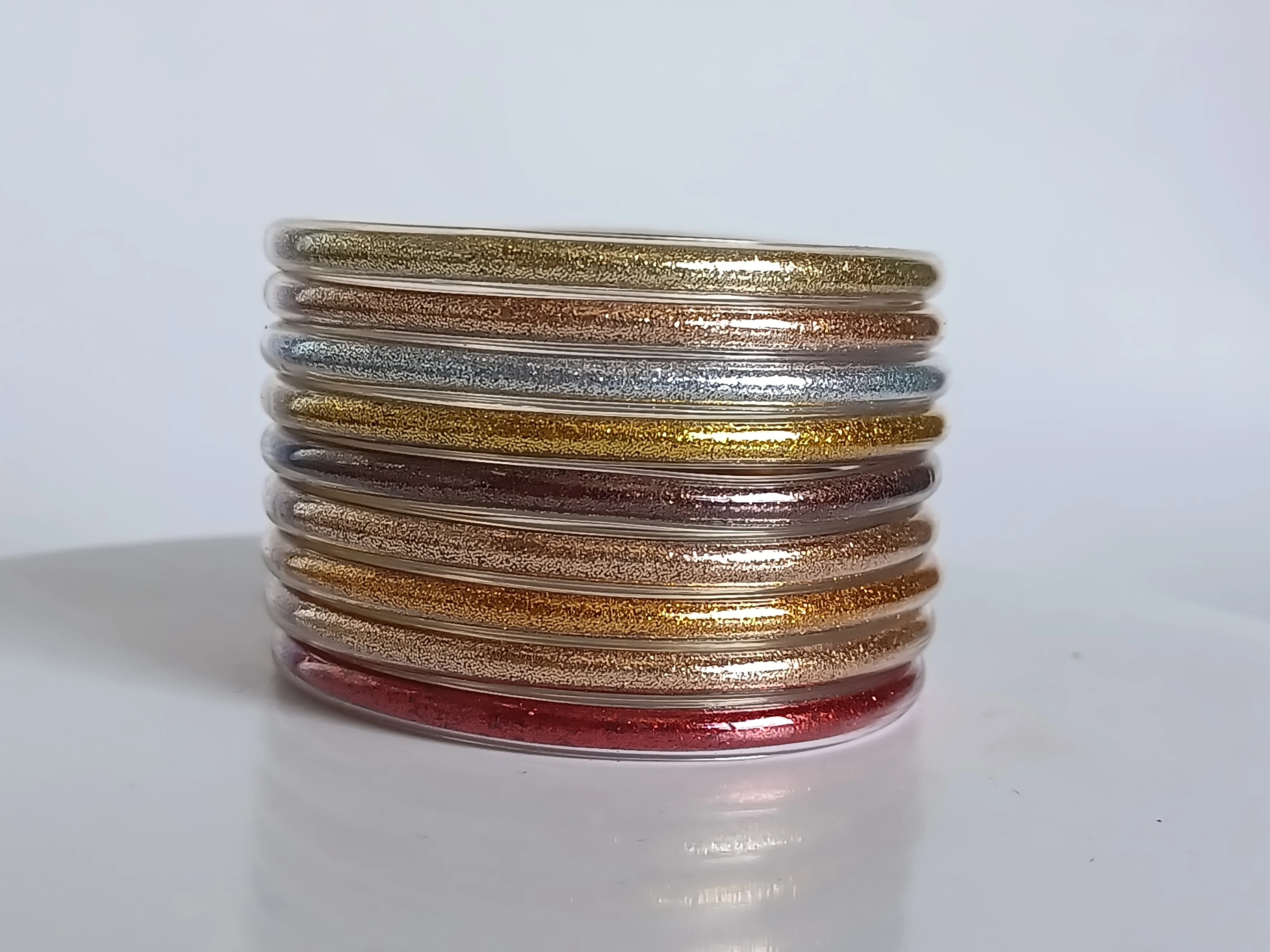 9-Piece Set of Women's Fashionable colorful Glitter Jelly Buddha Bracelet Stacked Bracelet Set