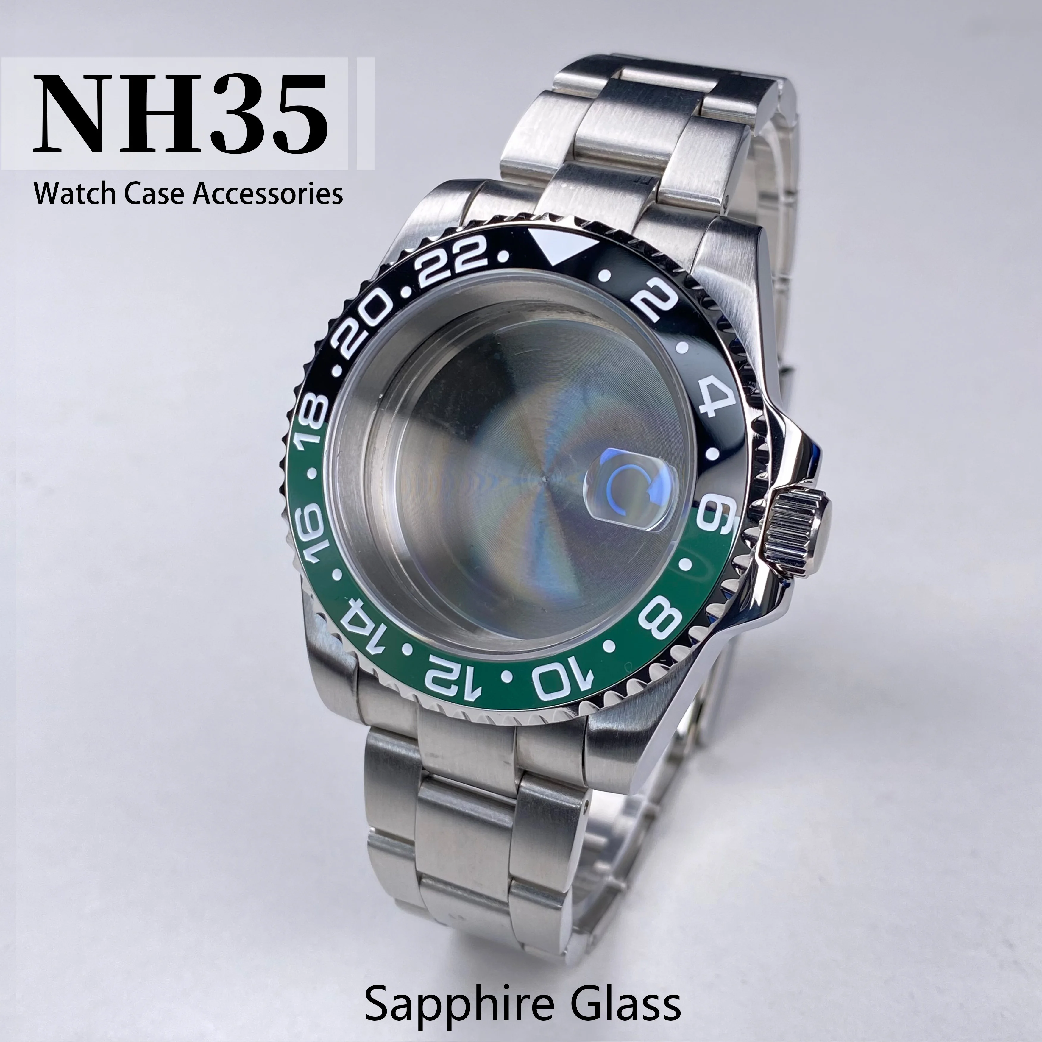 Высококачественные часы NH35, серебряный корпус, 40 мм, 120 кликов, нержавеющая сталь GMT/SUB, безель, подходит для NH34, NH35, NH36, механизм, циферблат 28,5 мм