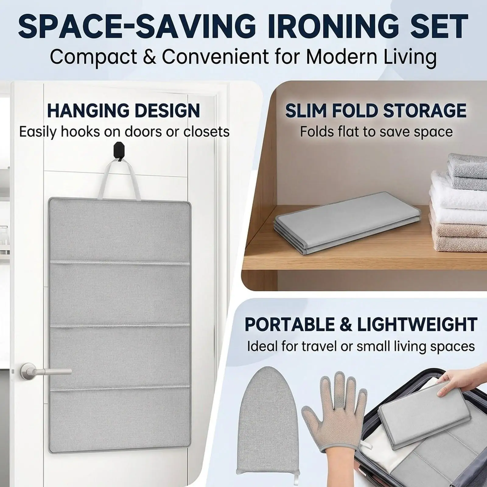 over The Door Steaming Station Ironing Mat Pad Steamer Board for Clothes Hanging Ironing Board for Sewing Room