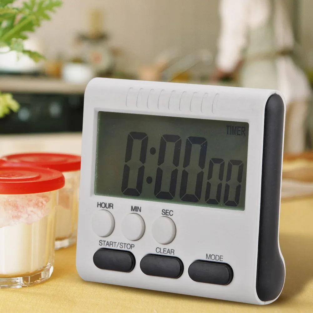 Multifunction Digital Kitchen Timer 24 Hour Kitchen Electronic Clock Portable LCD Digital Display Practical for Kids and Seniors