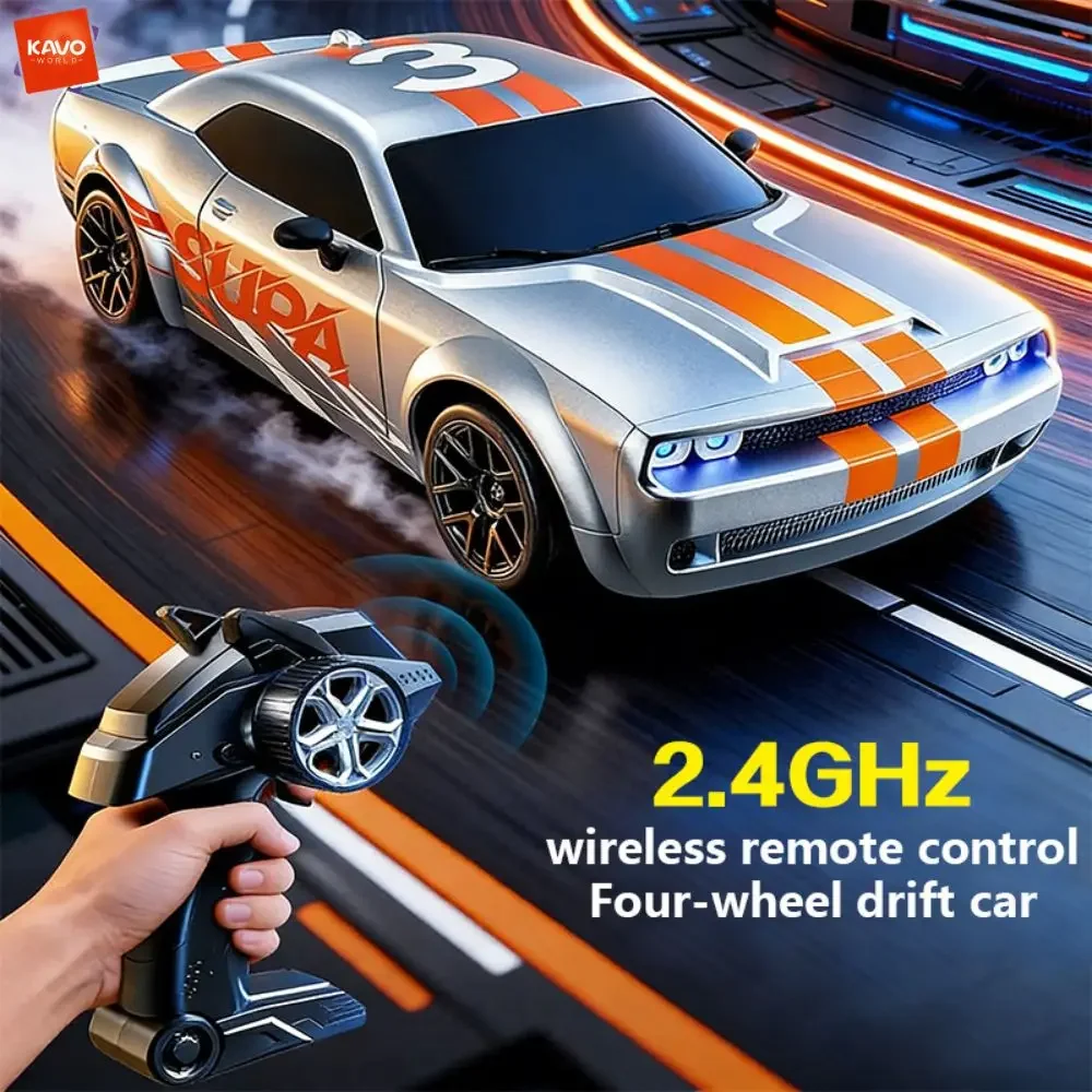 KAVOWORLD Collection Level Remote Control Car 2.4Ghz RC Drift Car with LED Lights Vehicle Muscle Car Toys Gifts for Kids Boys