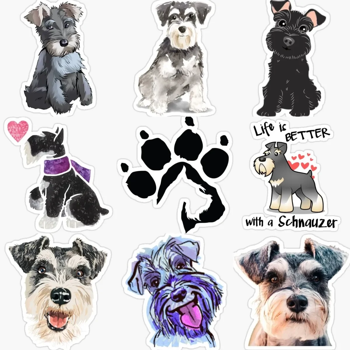 

Cute Catoon Schnauzer Sticker Bathroom Window Book Laptop Vinyl Accessories Truck Bicycle Van Moto Car Decoration Deacl