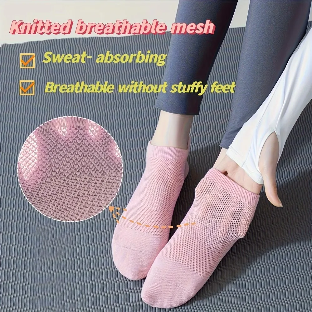 3 pairs of women's yoga socks, anti slip Pilates sports ballet socks gallery 2