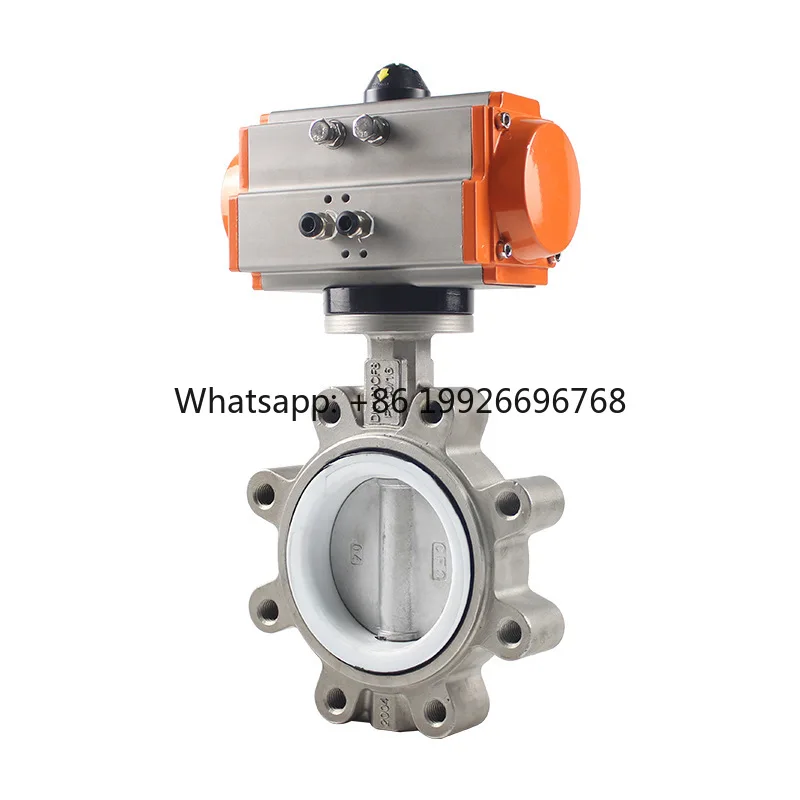

304 Stainless Steel Soft Seal Fluorine Pn 16 Dn100 Pneumatic Lug Type butterfly Valves