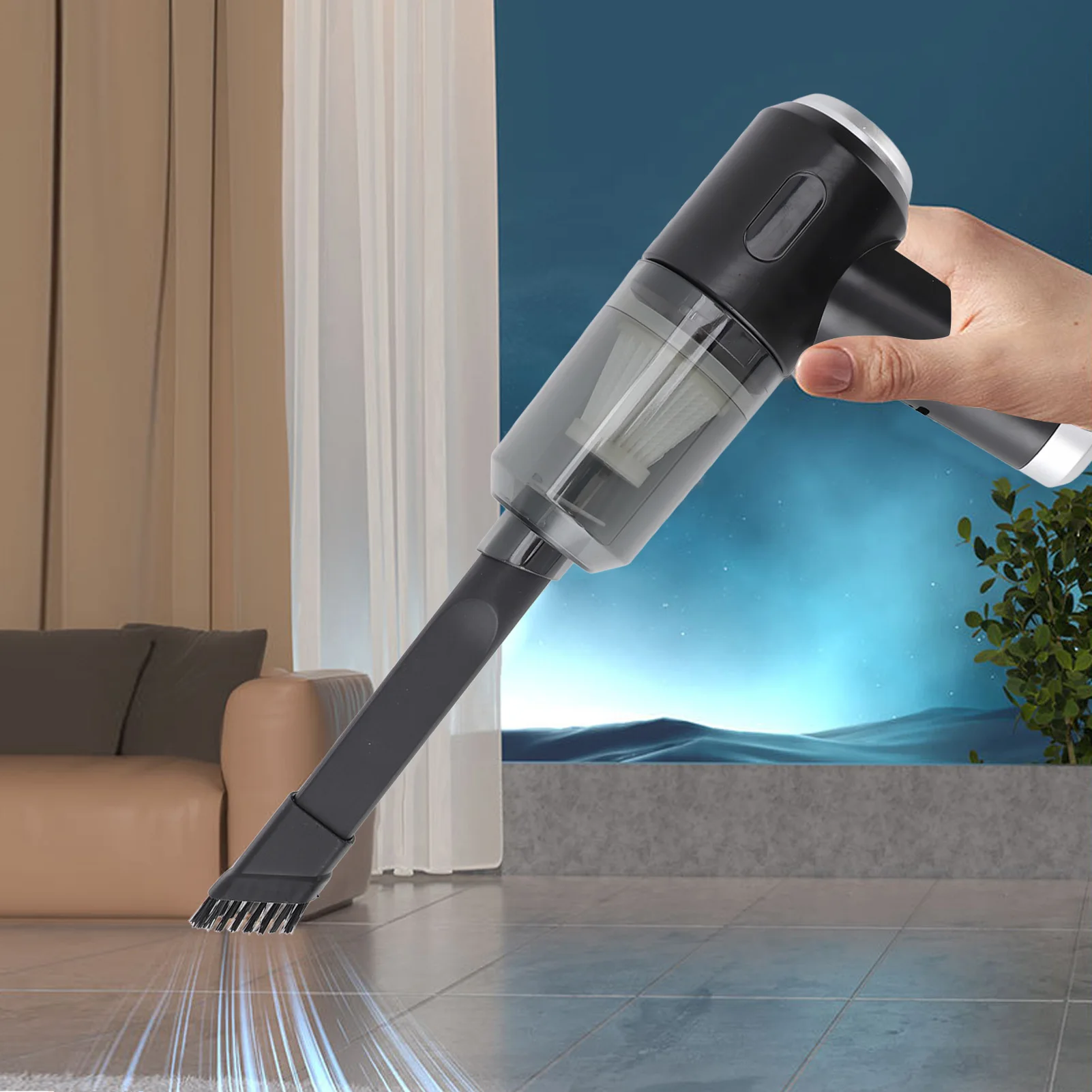 

Беспроводной ручной пылесос 7000 Па 50000 об/мин Компактный домашний автомобильный пылесос 120 Вт высокой мощности для клавиатуры компьютера