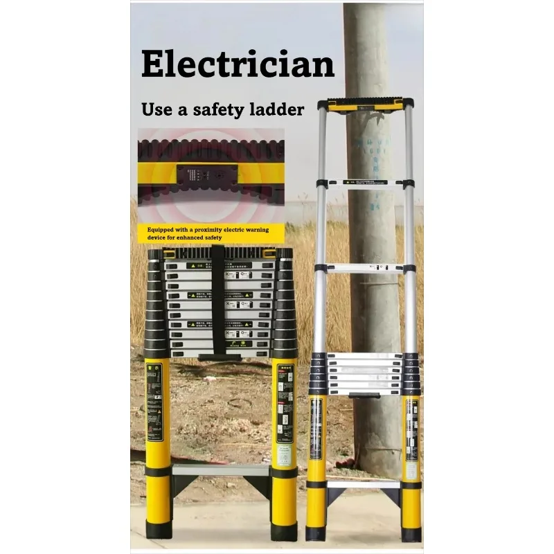 Aluminum Alloy Telescopic Ladder Electrician Grade Heavy Duty Design For Outdoor Engineering Applications