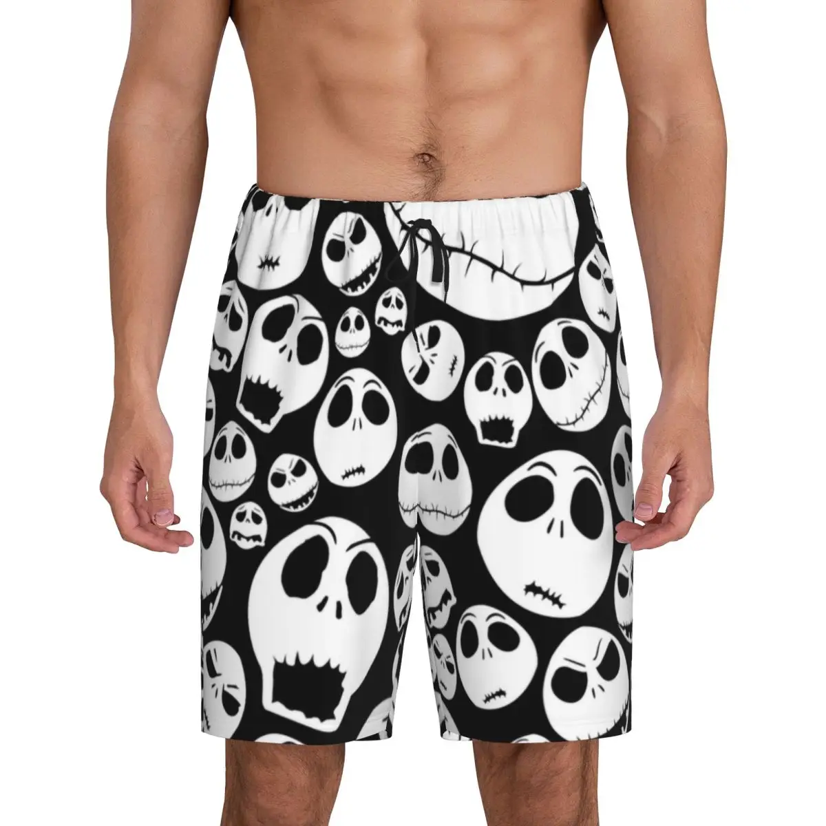 

Custom Print Nightmare Before Christmas Jack Halloween Skull Pajama Shorts Men's Sleepwear Bottoms Sleep Short Pjs with Pockets