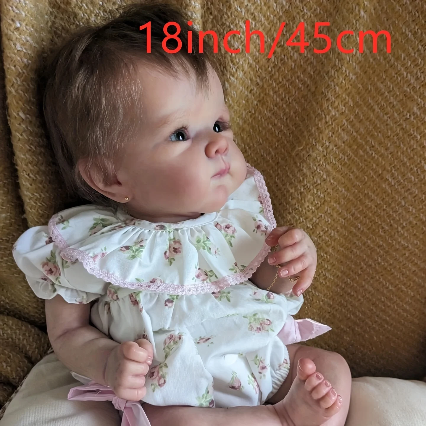 Bambola rinata ragazza 45 cm, corpo in stoffa, ragazza