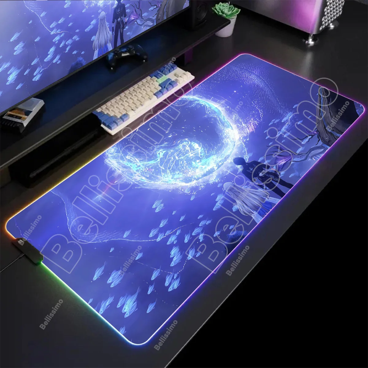

Коврик для мыши с иллюстрацией персонажа, RGB, аксессуар для ПК, геймера, коврик для мыши для ноутбука, аниме, Cantarella Cartethyia, коврик для клавиатуры