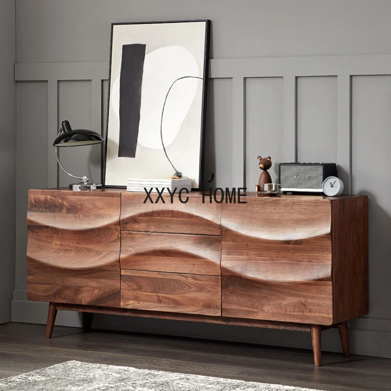 

North America Black Walnut Wooden Chests of Drawers All Solid Wood Creative Storage Sideboard Cabinet Bedroom Entrance Cabinet