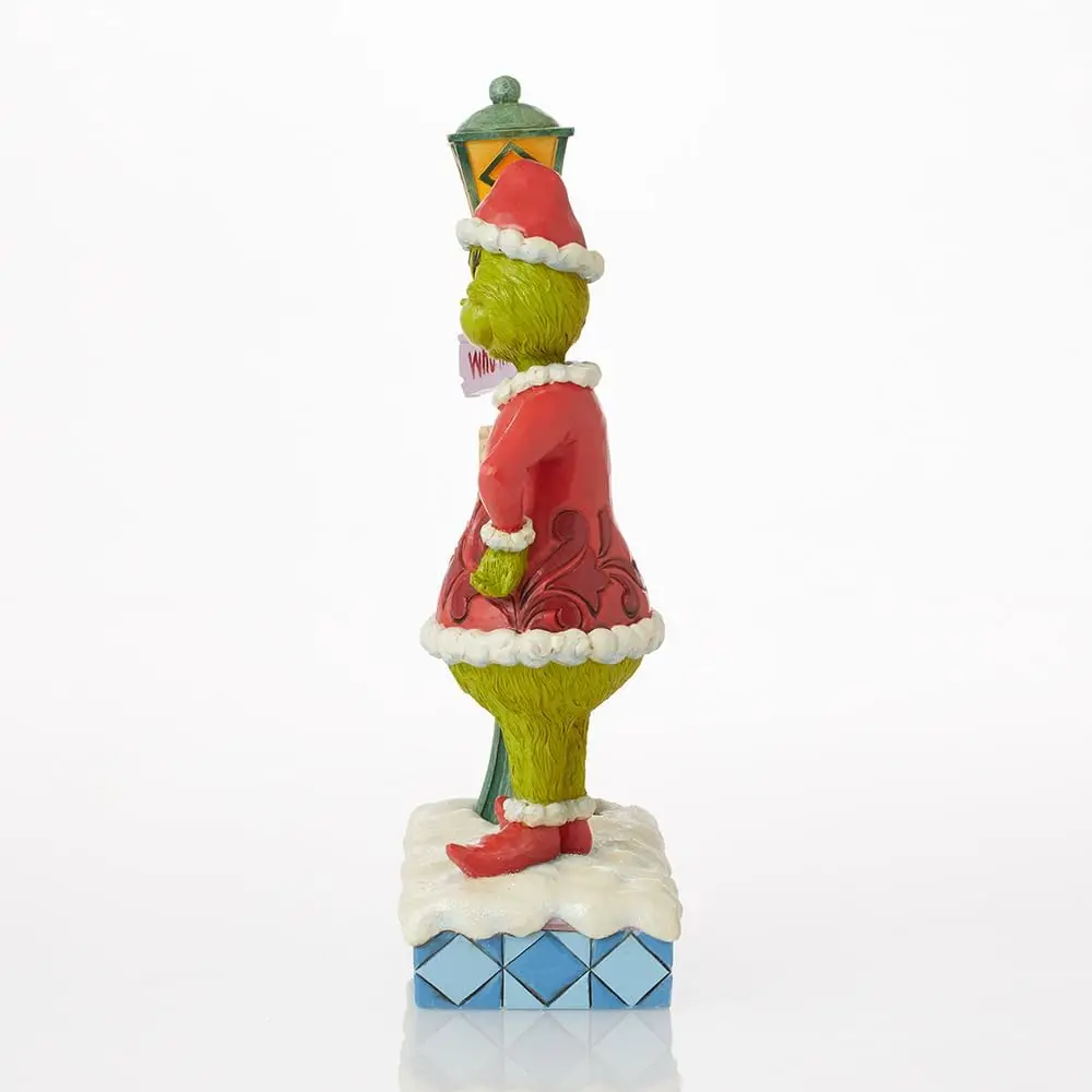 تمثال Grinch Santa مع مصباح شارع LED، ديكور عيد الميلاد مصنوع يدويًا من الراتنج الحجري، مقاس 10.24 بوصة متعدد الألوان قابل للتجميع