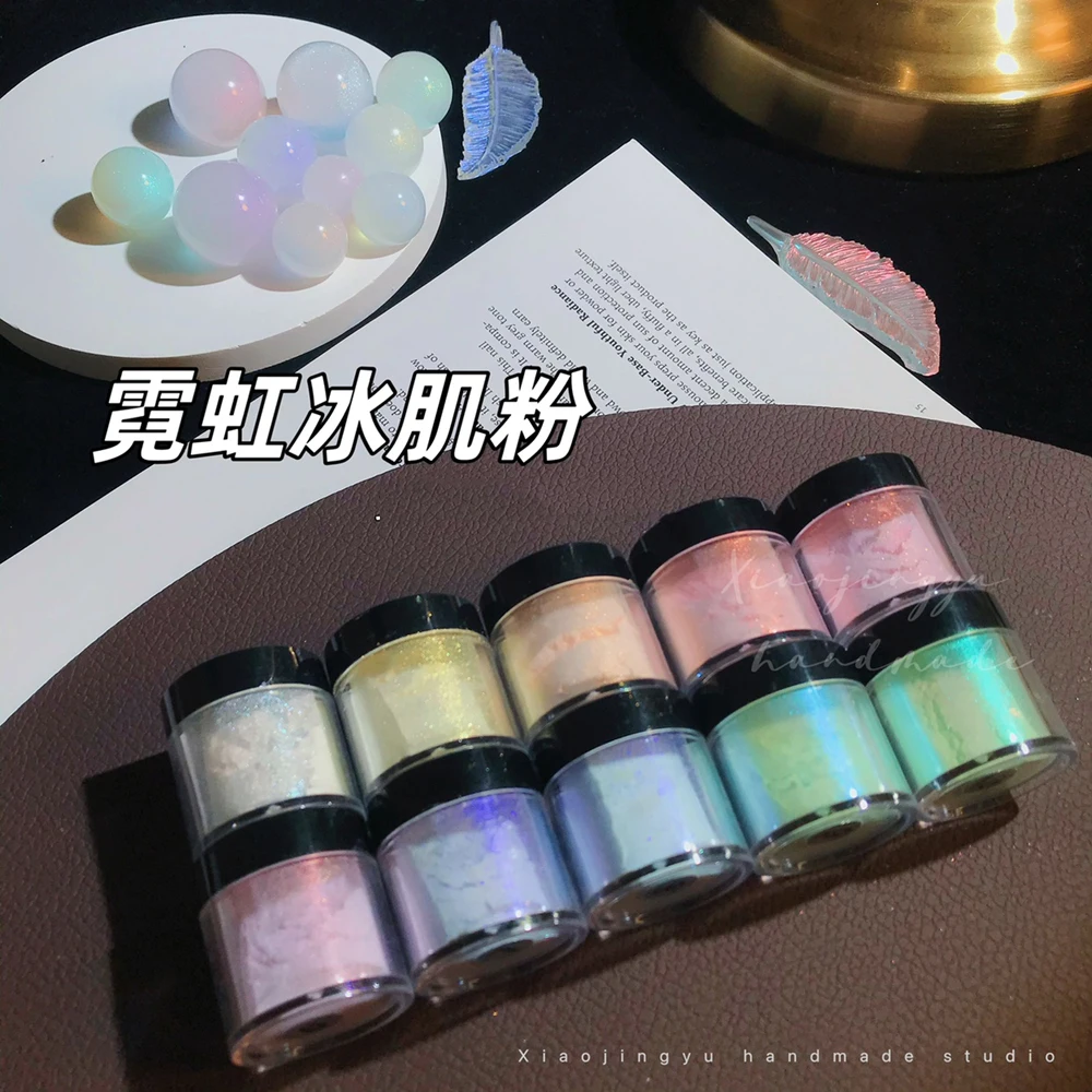 Multicolor Holographic Neon Shimmer Glitter Ice Muscle Aurora Nail Pigment Powder Fine Chrome Rubbing Dust Mirror Polish Decorat